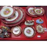 Limoges Plates, miniature tea service, Artoria enamelled trinket boxes featuring dogs:- One Tray