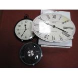 A Modern Oval Wall Clock, of antique style, boxed, together with a pocketwatch style wall clock