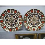 Royal Crown Derby 1128 Imari Pattern Plates, 27cm diameter, both second quality.