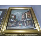 Bermard French Impressionist Oil, on board painting of a street scene, signed bottom right, 49 x