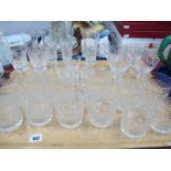 Diamond Cut Glass Tumblers, champagne flutes and other cut glasses:- One Tray
