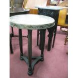 Early XX Century Ebonised Plant Table, carved in the Liberty manner, of hexagonal form, 77cm high,