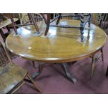 XIX Century Walnut Loo Table, with symmetrical motifs and fruitwood inlay to oval top 132 x 98cm, on