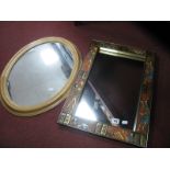 Rectangular Shaped Wall Mirror with stylised figural pottery plaques to surround, together with an