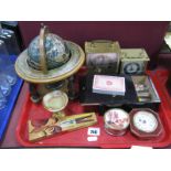 Reuge Music Sainte Croix, playing Mademoiselle De Paris in circular box, cigars, clocks, terrestrial