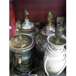 Chinese Style Table Lamps, on hardwood bases etc:- One Box