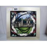 A Moorcroft Pottery Square Plaque, painted in the 'Balmoral' pattern, designed by Vicky Lovatt,