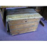 A Pine Blanket Box, with a hinged lid, on stile feet, 78cms x 55cms