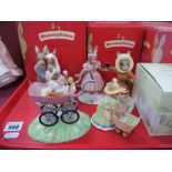 Royal Doulton Bunnykin Figurines, Christening Day Girl DB 327, Wedding Day DB 287, Baby's First