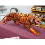 An Anita Harris Rare Pottery Bengal Tiger Figure, signed in silver, 39.5cm long.
