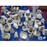 Quantity of Arcadian and Carlton Crested Ware China, including Jester, Grandfather Clock, Beehive,