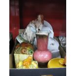 Mid XX Century Continental Oval Pottery Tureen on Stand, dishes, Winton jug, Capodimonte figure,