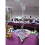 A XIX Century Plated on Copper Table Centrepiece/Epergne, the high single flared glass flute above