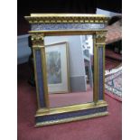 A Classical Style Giltwood Mirror, with egg and dart pediment, dentil cornice, column supports