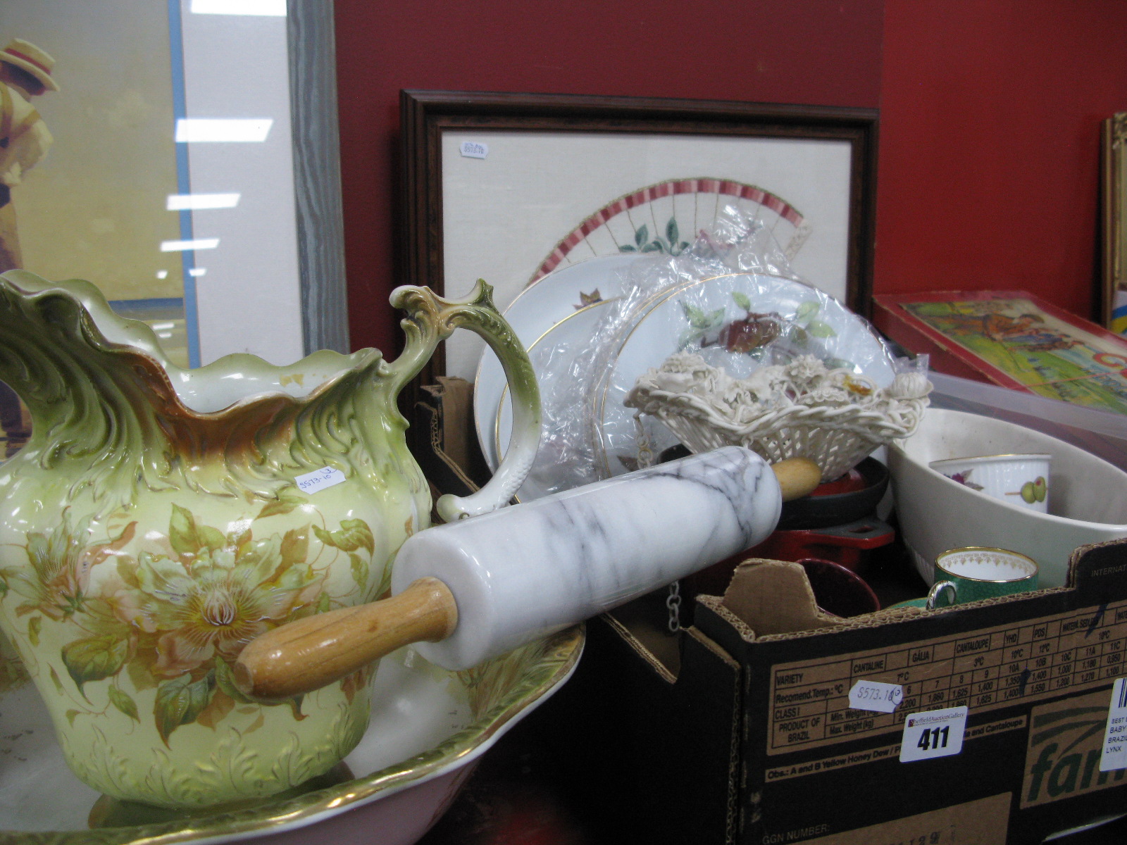 Royal Worcester Evesham Meat Plates and Soup Dishes, other pottery; 'Invicta' cast iron fondue pan:-