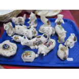 Crested Ware Animals and Sea Creatures, including Botolph Dolphin, Willow Art Pig, Florentine Camel,