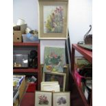 F.D Longden,Summer Flowers, watercolour; plus others by the same artist and an oil on canvas