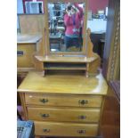 XIX Century Satin Walnut Dressing Table, with central mirror, chest, three long drawers, on