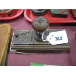 A XIX Century Blotter, with a carved and turned knob, with two hinged compartments for stamps, 15cms