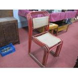 A Set of Four Circa 1940's Canteen Stackable Chairs.