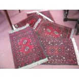 Five Islamic Woolwork Prayer Rugs, with tassel ends.