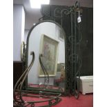 Continental Cast Iron, mirror, console table and a wall hanging hat rack.
