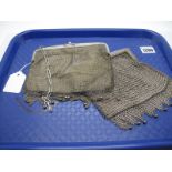 A Mesh Link Ladies evening Bag, with chain link handle; together with another, with foliate