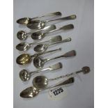 A Pair of Hallmarked Silver Fiddle Pattern Salt Spoons; together with further assorted hallmarked