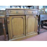 XIX Century Mahogany Sideboard Base, with a moulded edge, two small drawers, over twin panelled