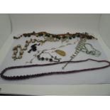A Selection f Vintage and Later Bead Necklaces, including graduated faceted, Diamanté panel style,