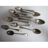 A Set of Five Hallmarked Silver Teaspoons, a set of three hallmarked silver teaspoons and a pair