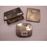 A Hallmarked Silver Cigarette Case, allover engine turned, another example, plain and monogrammed,