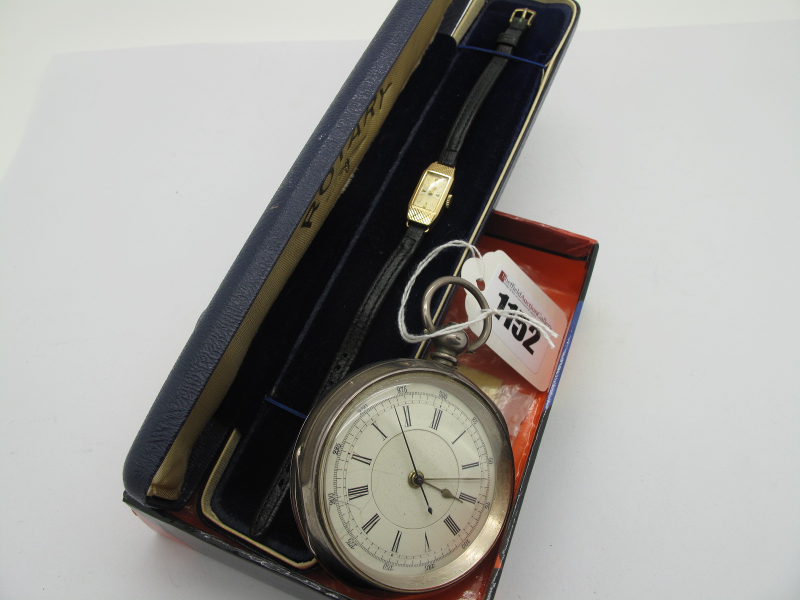 A Continental Cased Openface Chronograph Pocketwatch, within engine turned case, stamped "0,935";