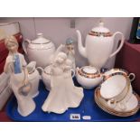 Wedgwood 'Tapestry' Coffee Pot, sucrier, etc; Worcester 'Moments figurine, etc:- One Tray