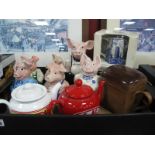 Wade Nat west Pigs, including 'Sir Nathaniel' with blue bow tie, large pig with braces 'Nat West The