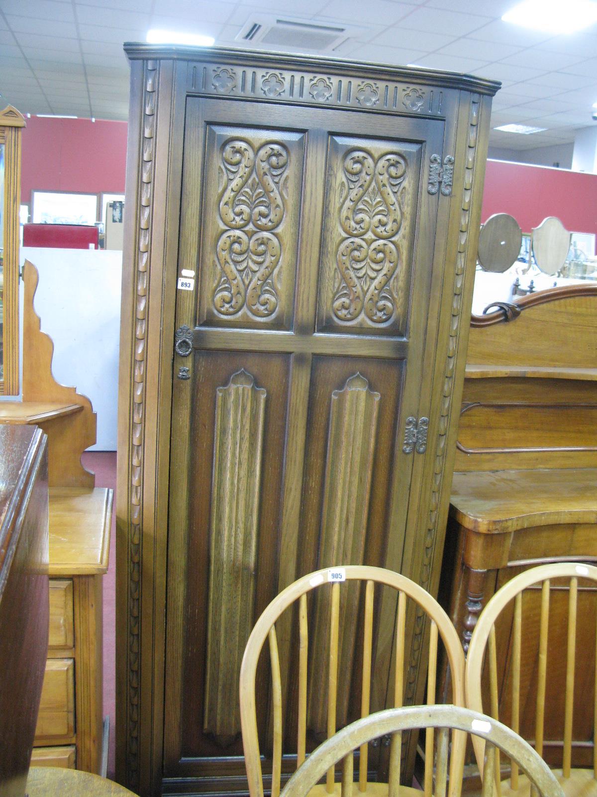 Old Charm Oak Hall Wardrobe, 79cm wide.