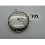 An American "Coin Silver" Cased Openface Pocketwatch, the dial with black Roman numerals and seconds
