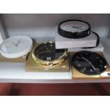 Five Modern Wall Clocks boxed. (5)