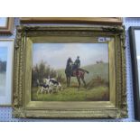 W. Turner Oil on Canvas, Hunting Scene with Lady on Horseback with hounds, signed bottom right, 32 x