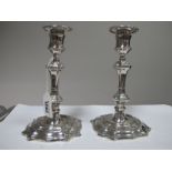 A Pair of Hallmarked Silver Candlesticks, JD&S, Sheffield 1968, of Georgian style, with removable