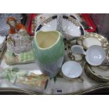 Losol Ware Pottery Basket, Noritake teaware, bisque figures of Red Riding Hood etc and a Sylvac