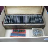 A Large Quantity of Coloured Magic Lantern Slide inn Box, a set of eight nursery rhyme slides,