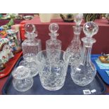 Edinburgh Crystal Ice Bucket, decanters, oil bottle etc:- One Tray