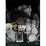 Radford Vase, Ridgway coffee pot, glass fish, Colclough Ivy tea ware, Noritake and other ceramics,