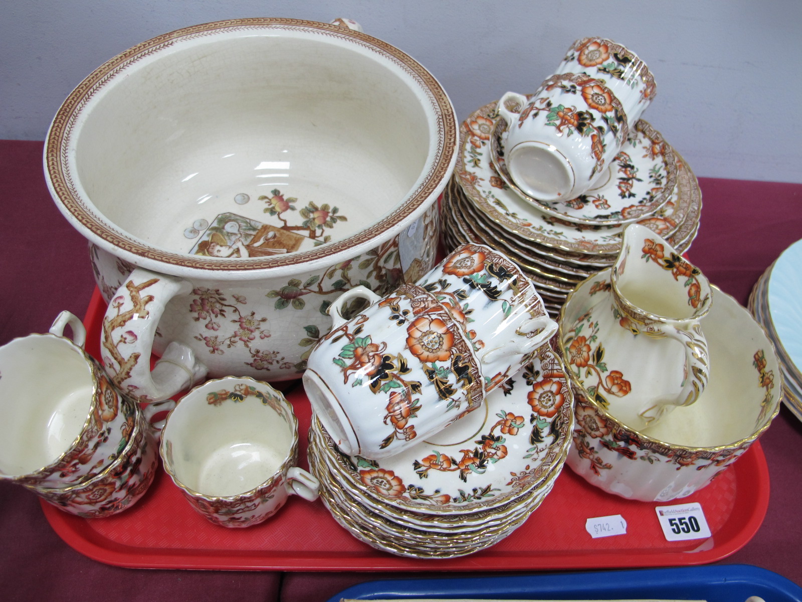 Early XX Century Floral Tea Service, of thirty two pieces, I.C.U chamber pot having twin handles.