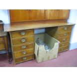 A Pair of XIX Century Pine Pedestal Chest of Drawers, with five small inverted brass handles, with a