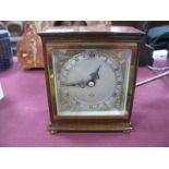 Mahogany Cased Elliott Mantel Clock, with gilt spandrels and silvered dial, 12.5cm overall width.