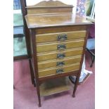 Early XX Century Music Cabinet, with Arts and Crafts oxidised copper handles to five fall front