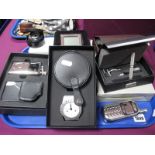 Razors in Fitted Cases, clock in case, novelty hip flask, calculator, etc.