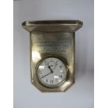 A Hallmarked Silver Mounted Desk Clock, "Miss B.M. Hinchliff, A Memento of Nearly 7 Years Faithful